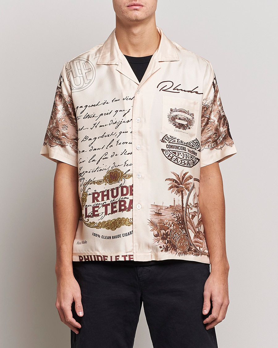Mies | Lyhythihaiset kauluspaidat | Rhude | Silk Cigar Short Sleeve Shirt Brown/Cream