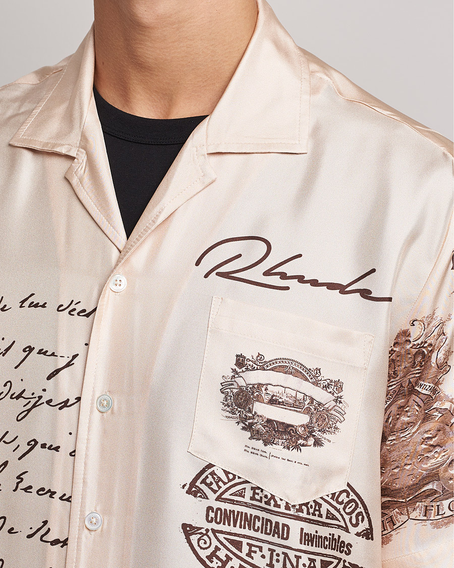 Mies | Kauluspaidat | Rhude | Silk Cigar Short Sleeve Shirt Brown/Cream