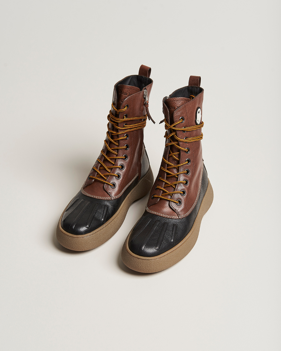 Mies | Nauhalliset varsikengät | Moncler Genius | 8 Palm Angels Winter Gommino Leather Boots Dark Brown