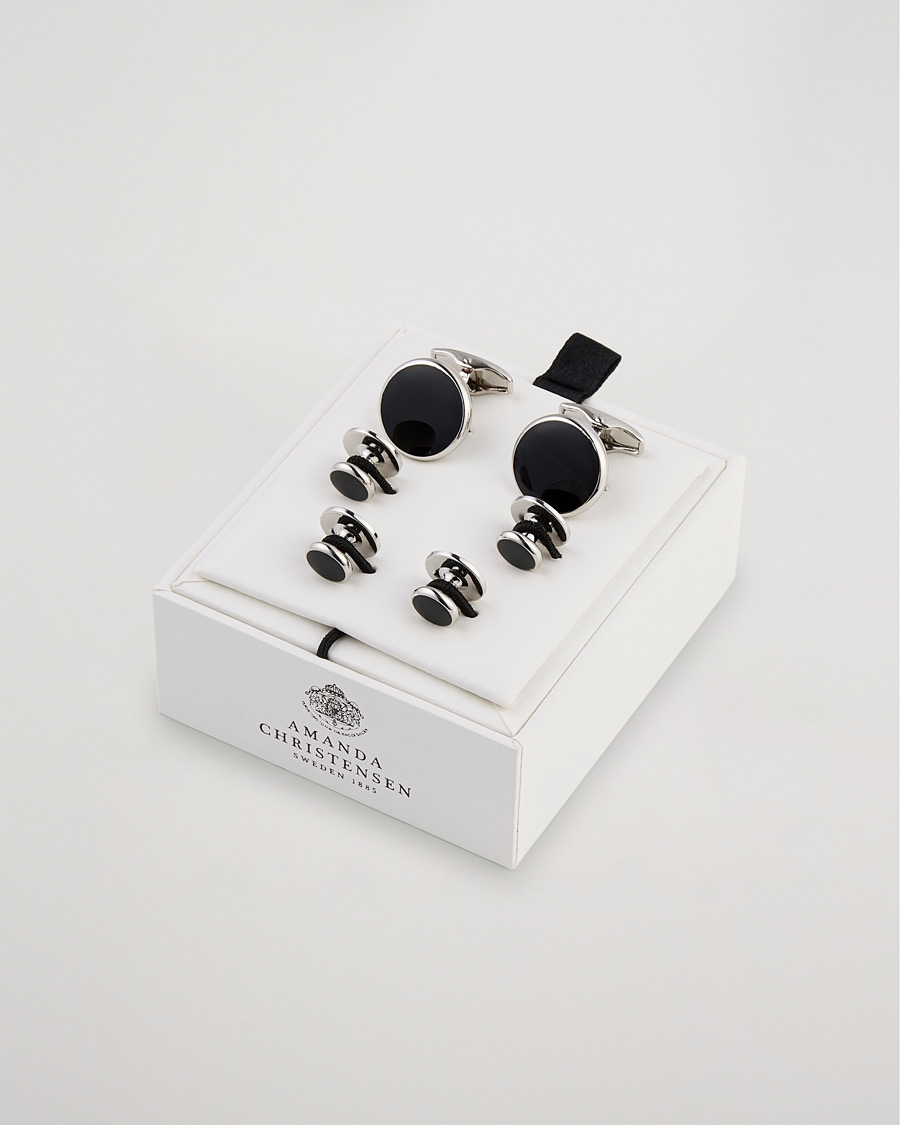 Mies | Kalvosinnapit | Amanda Christensen | Cufflink & Shirt Studs Set Black/Silver