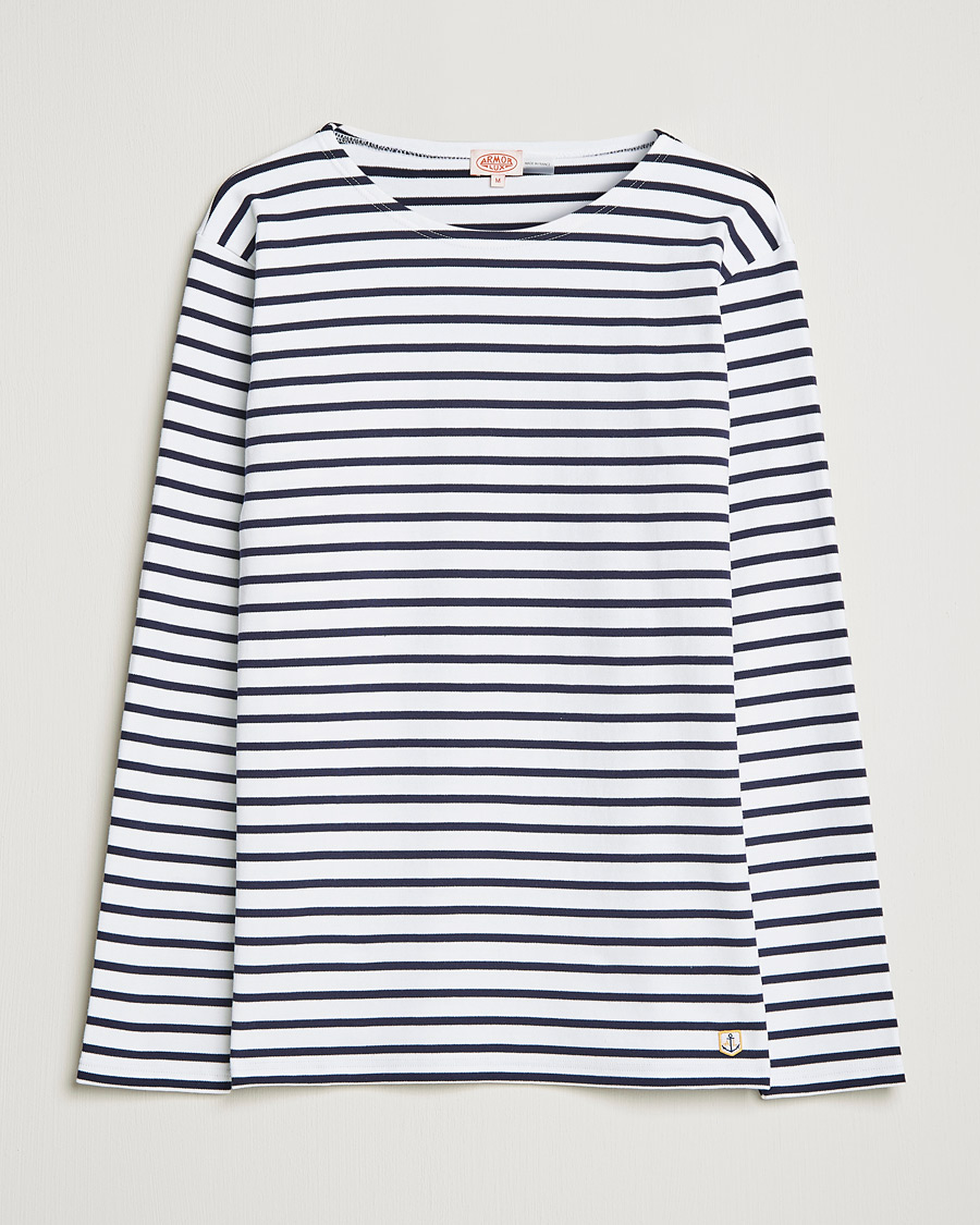 Mies |  | Armor-lux | Houat Héritage Stripe Long Sleeve T-Shirt White/Navy