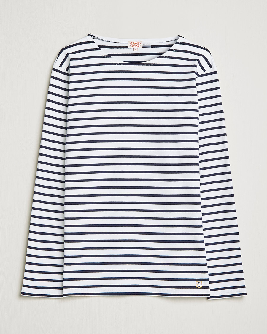 Mies | T-paidat | Armor-lux | Houat Héritage Stripe Long Sleeve T-Shirt White/Navy