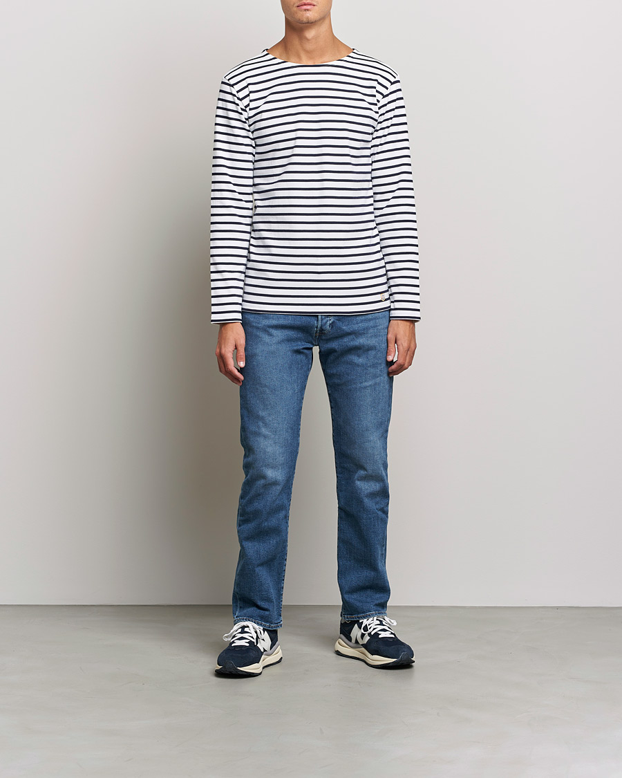 Mies | T-paidat | Armor-lux | Houat Héritage Stripe Long Sleeve T-Shirt White/Navy