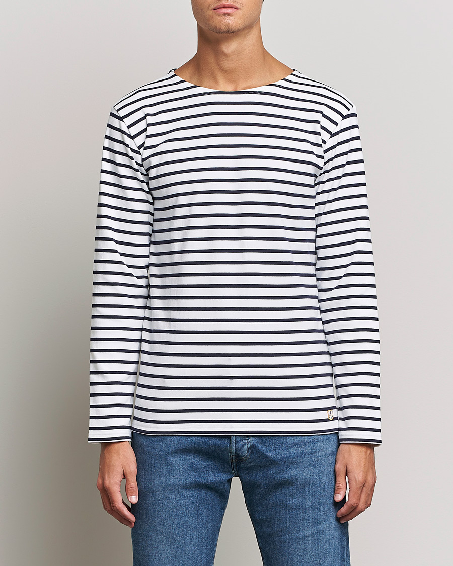 Mies | T-paidat | Armor-lux | Houat Héritage Stripe Long Sleeve T-Shirt White/Navy