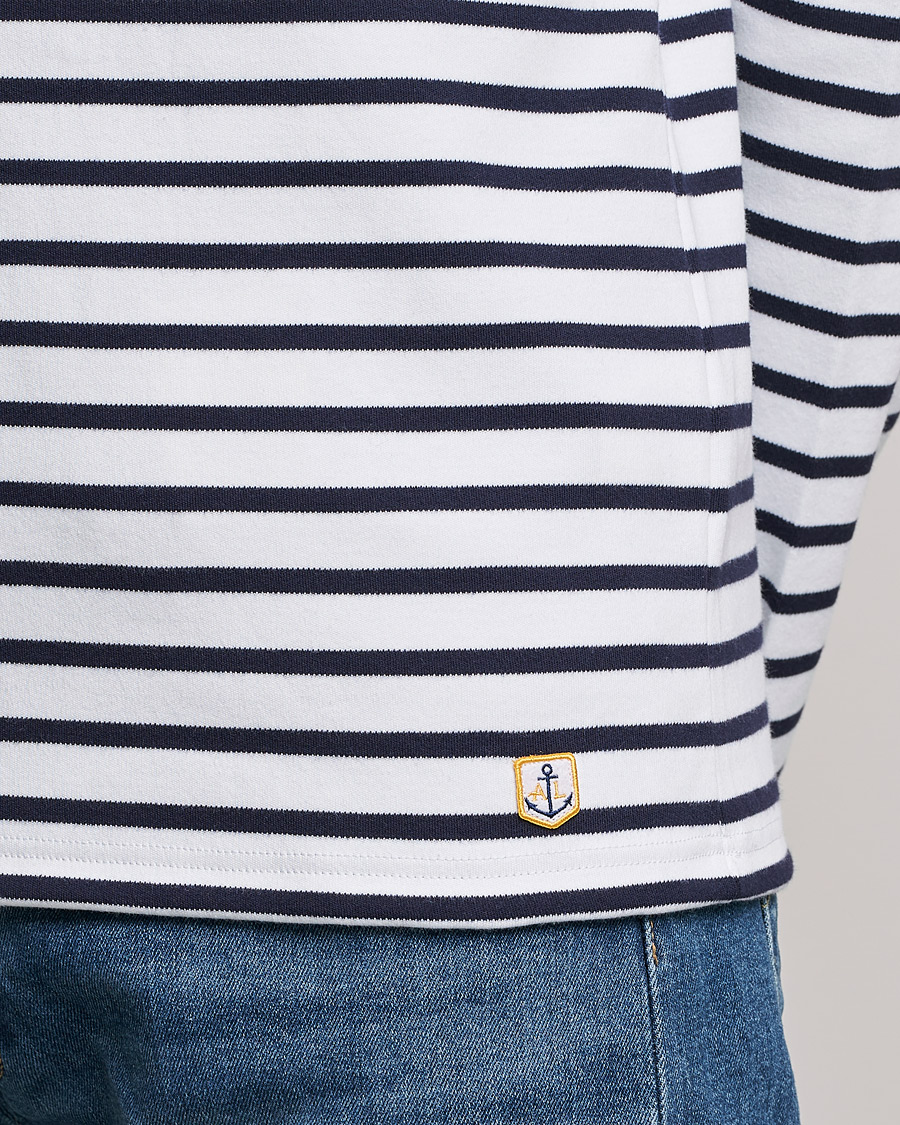 Mies | T-paidat | Armor-lux | Houat Héritage Stripe Long Sleeve T-Shirt White/Navy