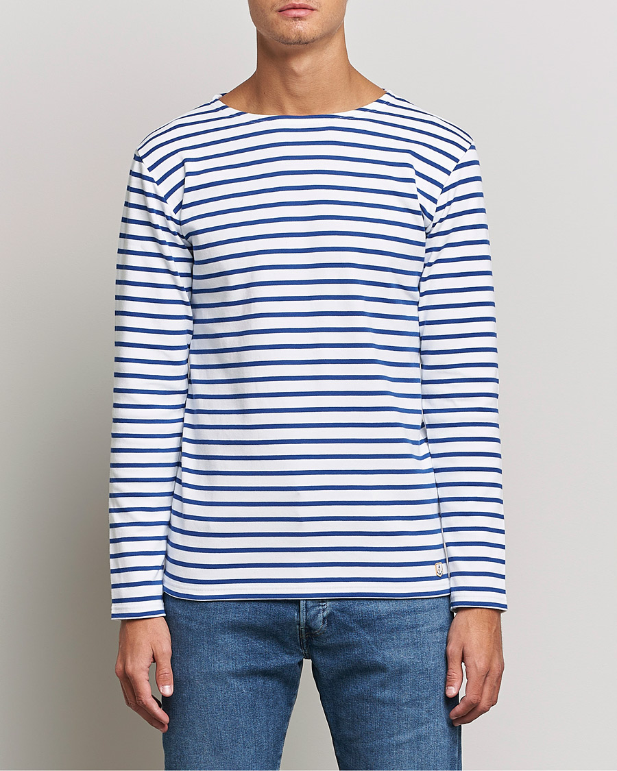Mies | T-paidat | Armor-lux | Houat Héritage Stripe Long Sleeve T-Shirt White/Blue