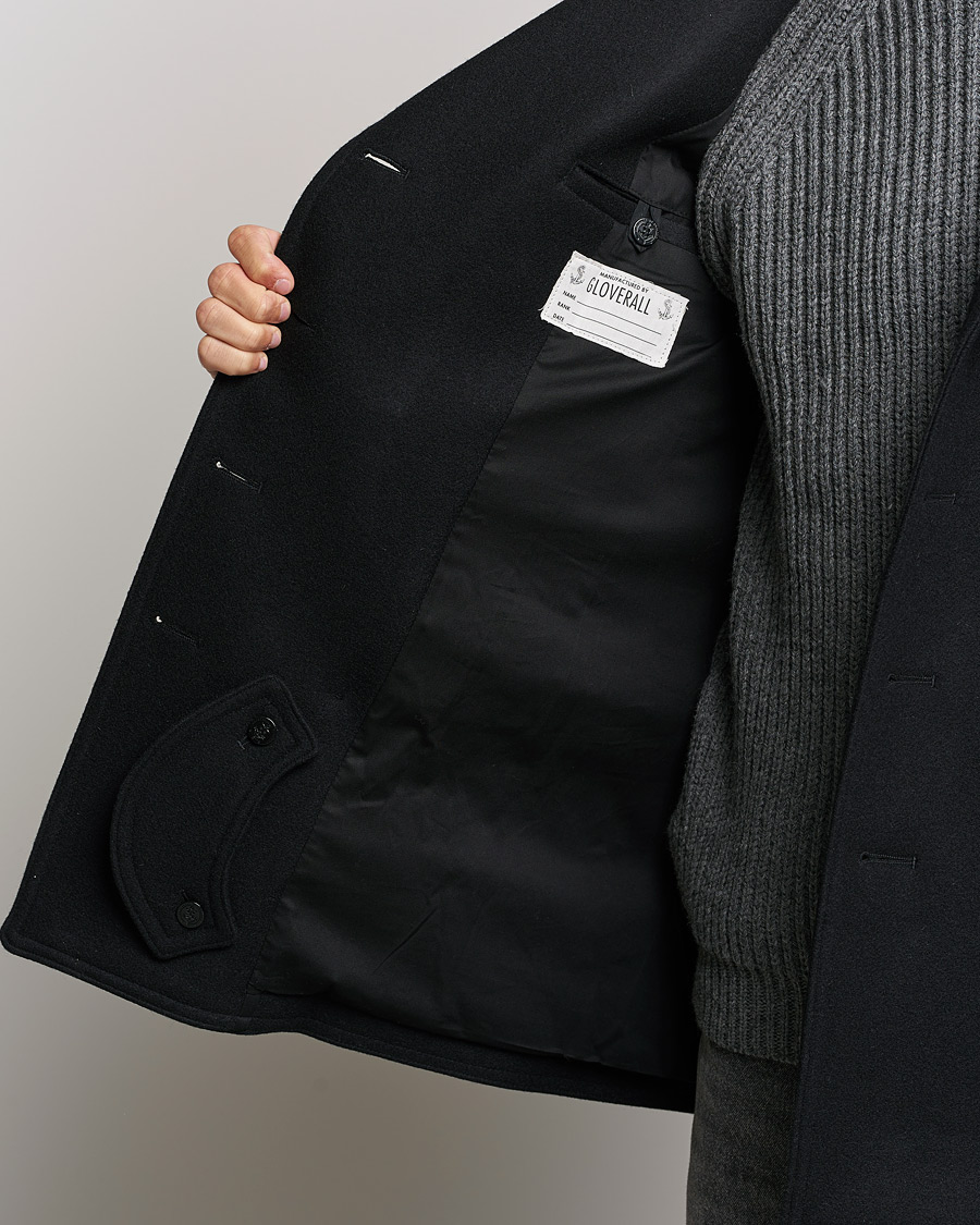 Mies | Takit | Gloverall | Churchill Reefer Shearling Peacoat Black