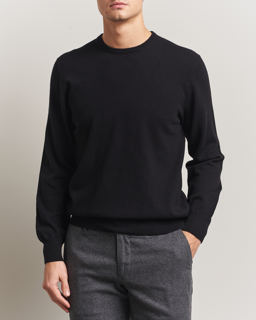 Mies | Puserot | Piacenza Cashmere | Cashmere Crew Neck Sweater Black