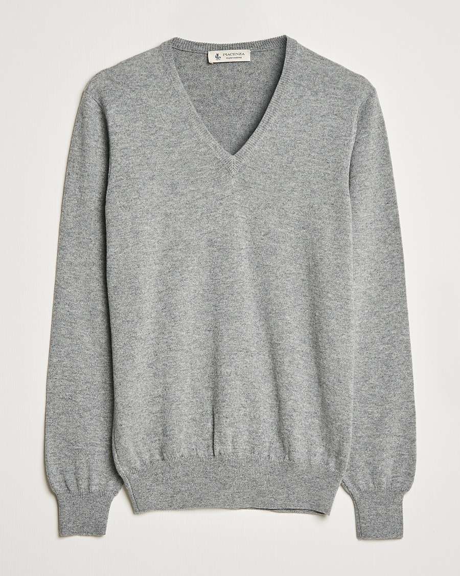 Mies |  | Piacenza Cashmere | Cashmere V Neck Sweater Light Grey
