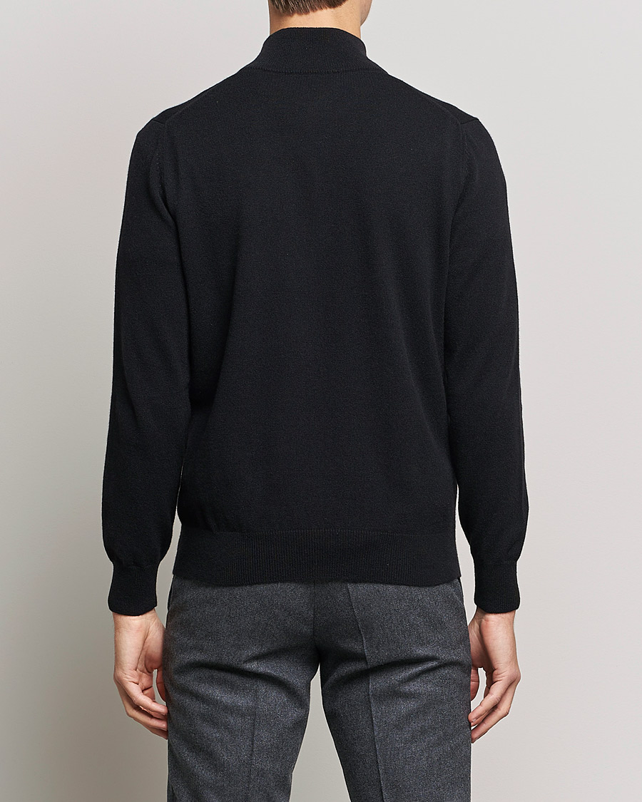 Mies | Puserot | Piacenza Cashmere | Cashmere Half Zip Sweater Black