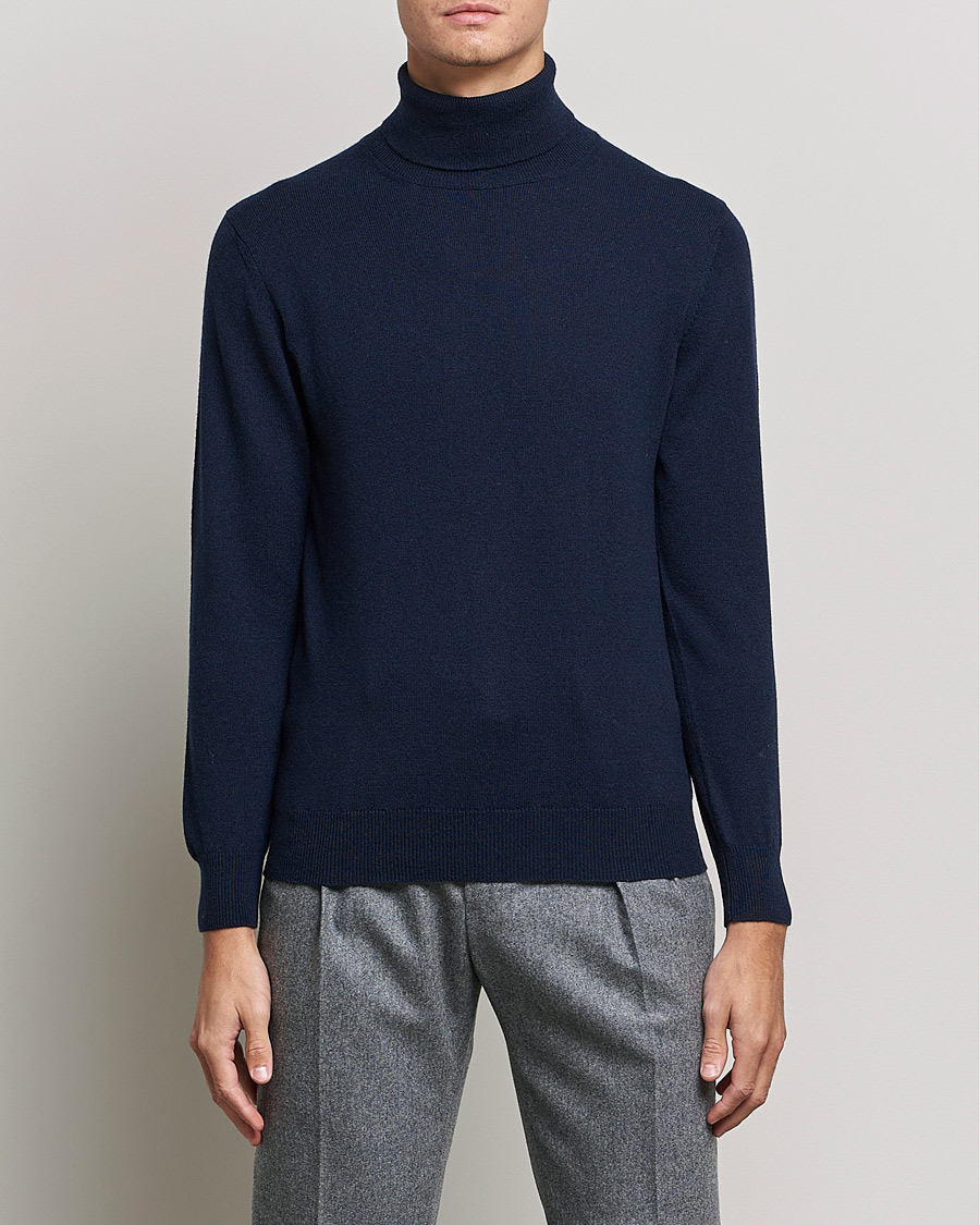 Mies | Poolot | Piacenza Cashmere | Cashmere Rollneck Sweater Navy