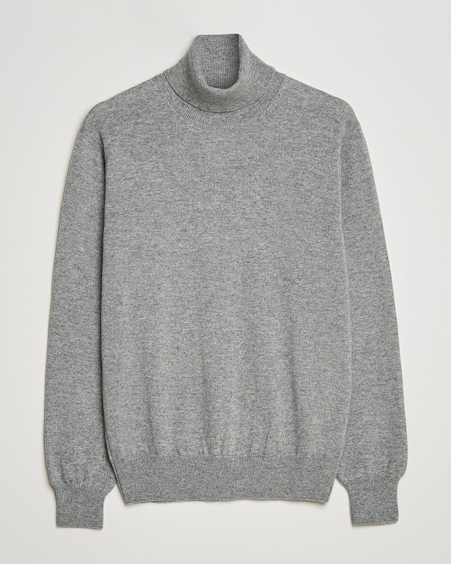 Mies | Puserot | Piacenza Cashmere | Cashmere Rollneck Sweater Light Grey