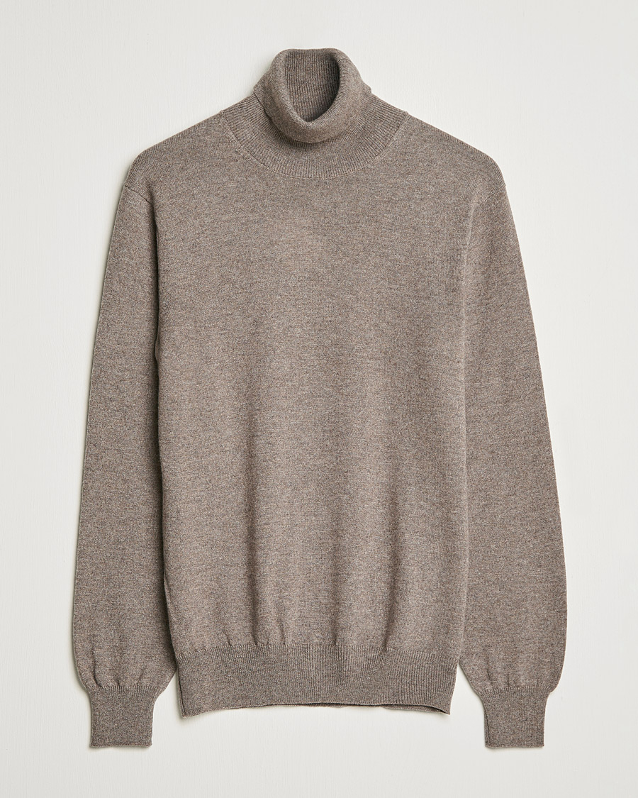 Mies | Puserot | Piacenza Cashmere | Cashmere Rollneck Sweater Brown