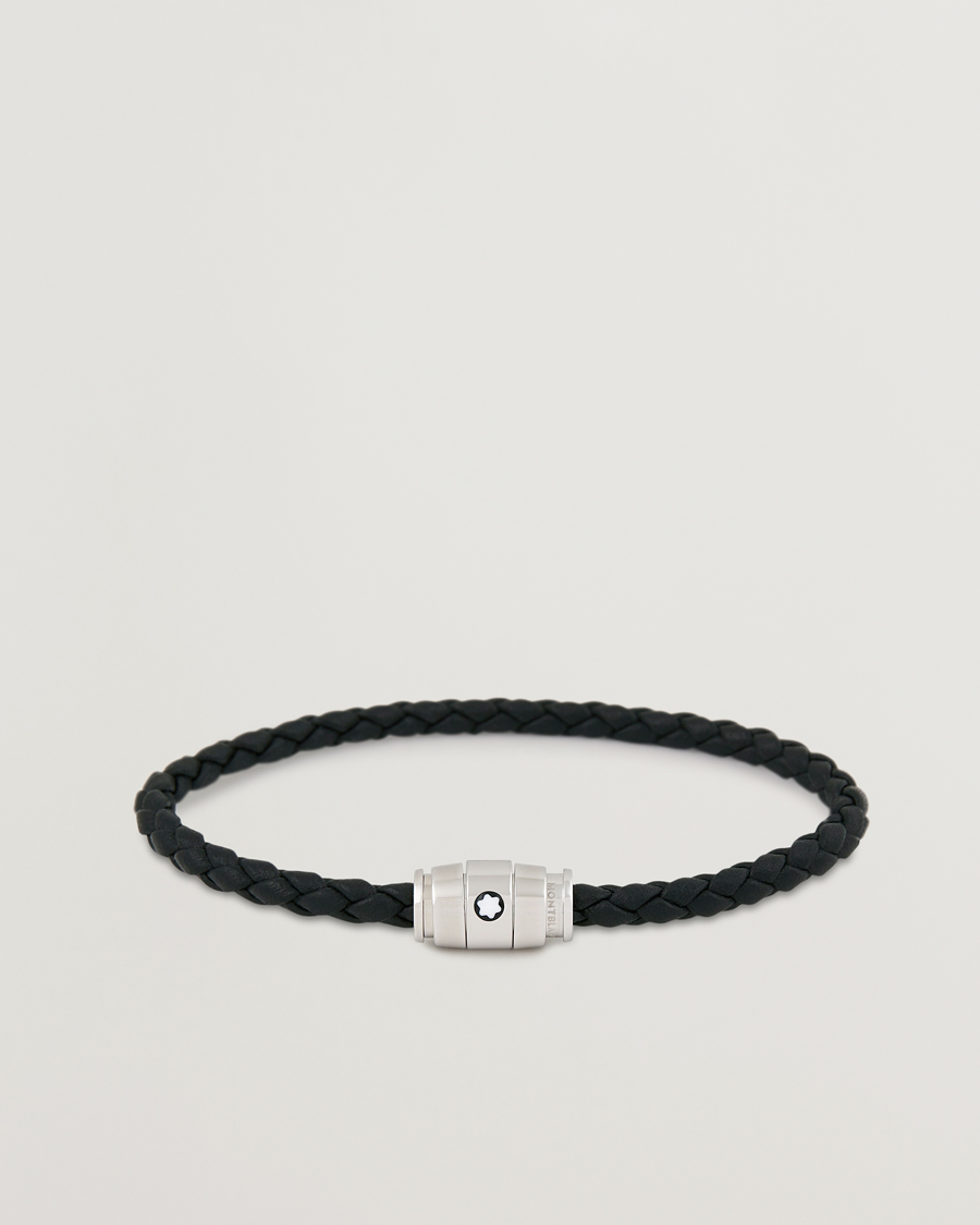 Mies | Rannekorut | Montblanc | Bracelet Steel 3 Rings Leather Black