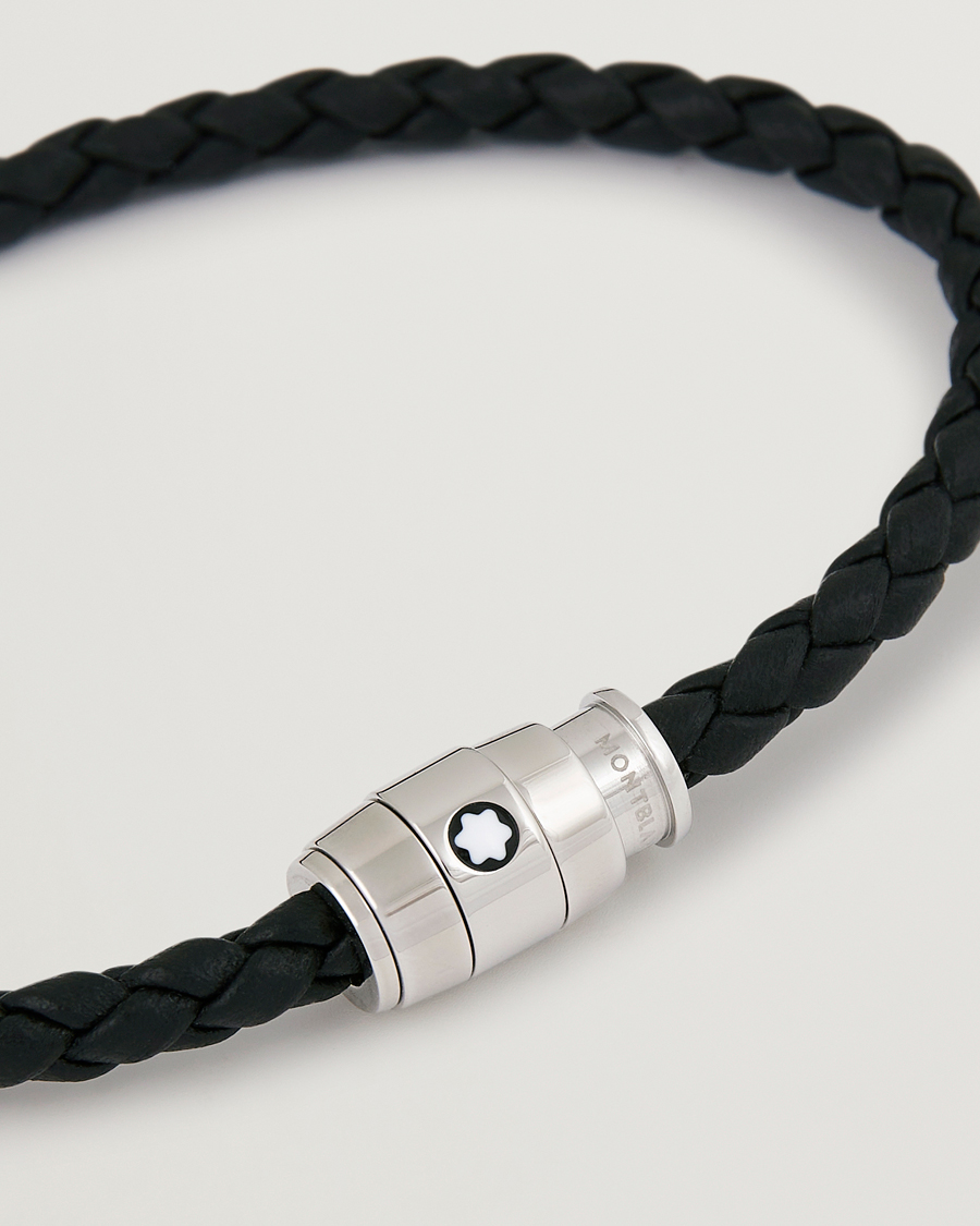 Mies | Korut | Montblanc | Bracelet Steel 3 Rings Leather Black
