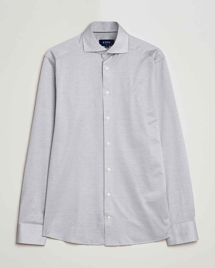 Mies | Kauluspaidat | Eton | King Knit Filo Di Scozia Shirt Grey