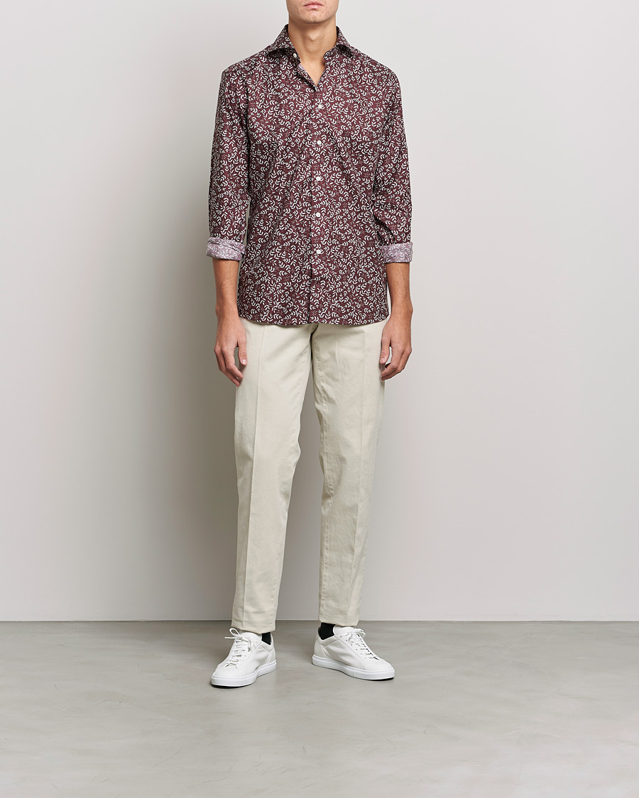 Mies | Kauluspaidat | Eton | Twill Melange Shirt Red Floral
