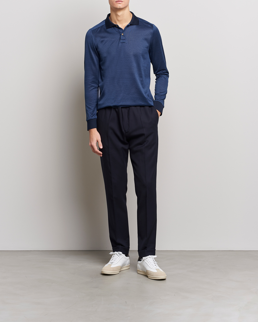 Mies | Vaatteet | Eton | Knit Jaquard Polo Shirt Blue