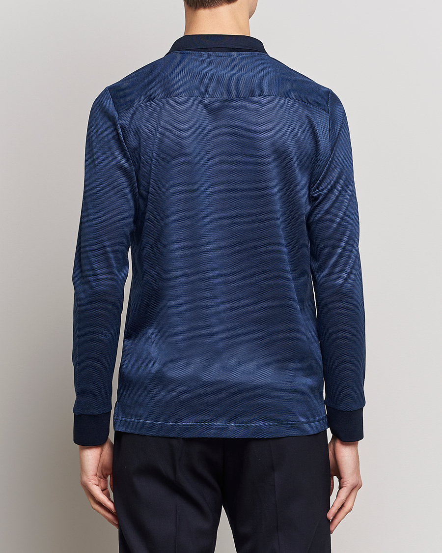 Mies | Pikeet | Eton | Knit Jaquard Polo Shirt Blue