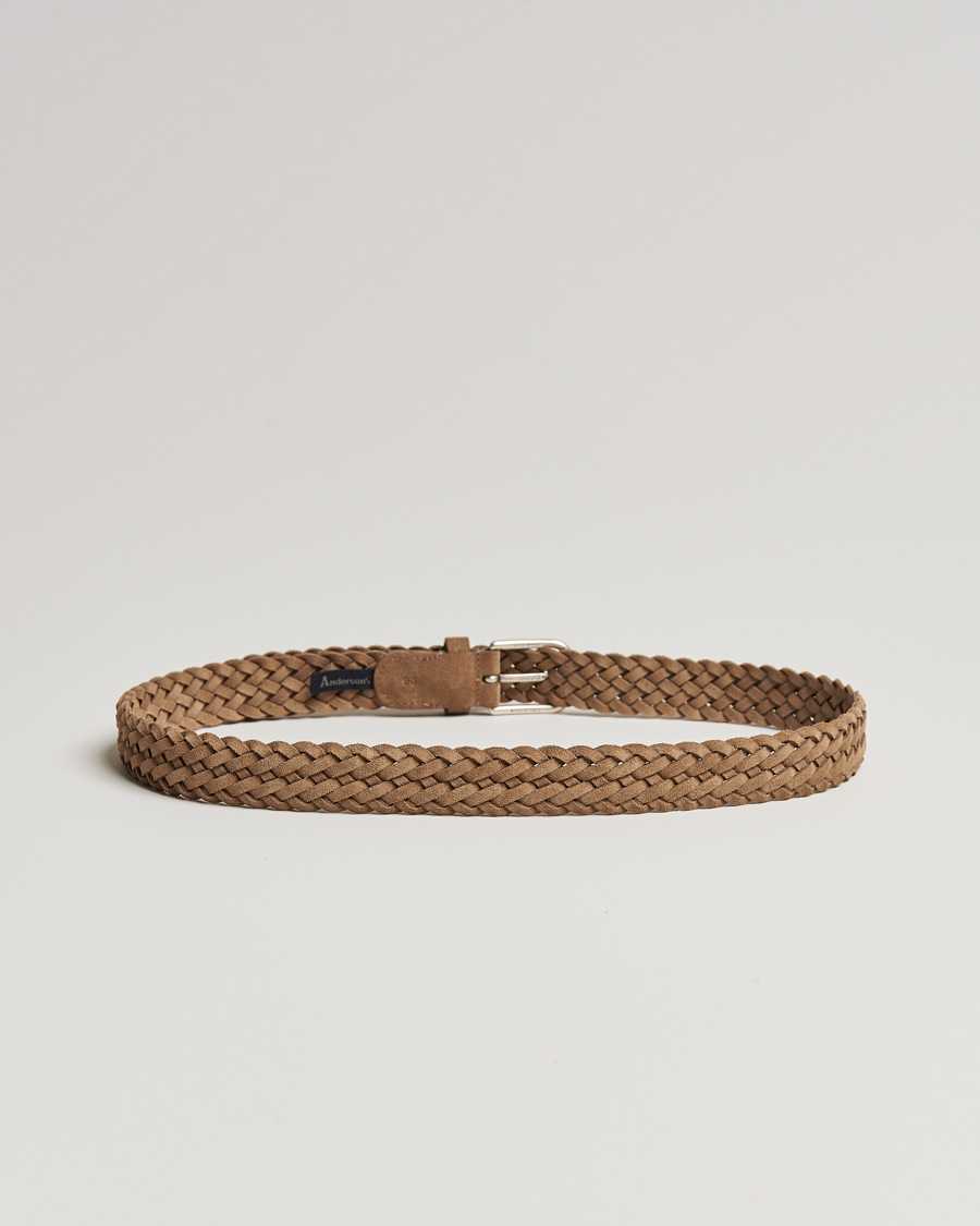 Mies | Vyöt | Anderson's | Woven Suede Belt 3 cm Beige
