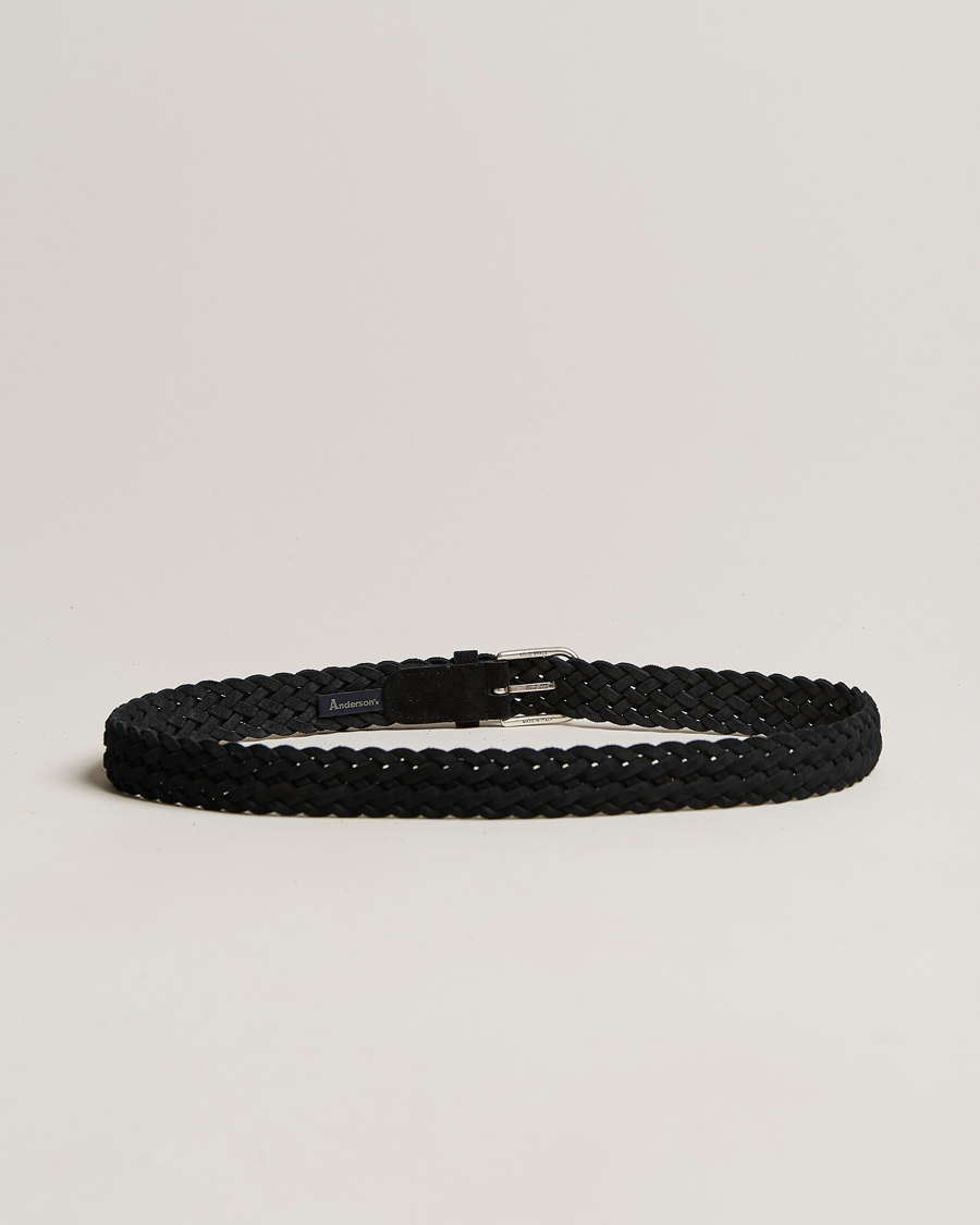 Mies | Vyöt | Anderson's | Woven Suede Belt 3 cm Black