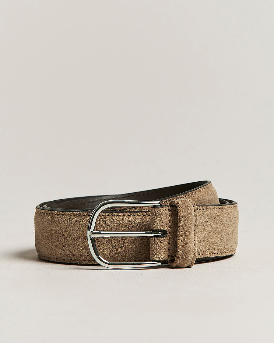 Mies | Vyöt | Anderson's | Suede 3,5 cm Belt Beige