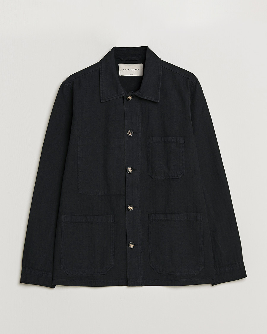 Mies | Kauluspaidat | A Day's March | Original Herringbone Overshirt Black