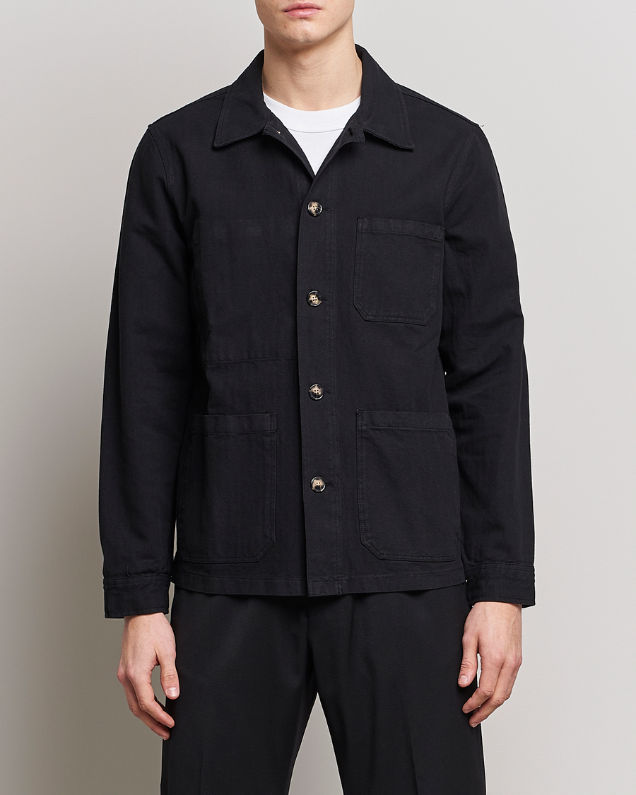 Mies | Kauluspaidat | A Day's March | Original Herringbone Overshirt Black