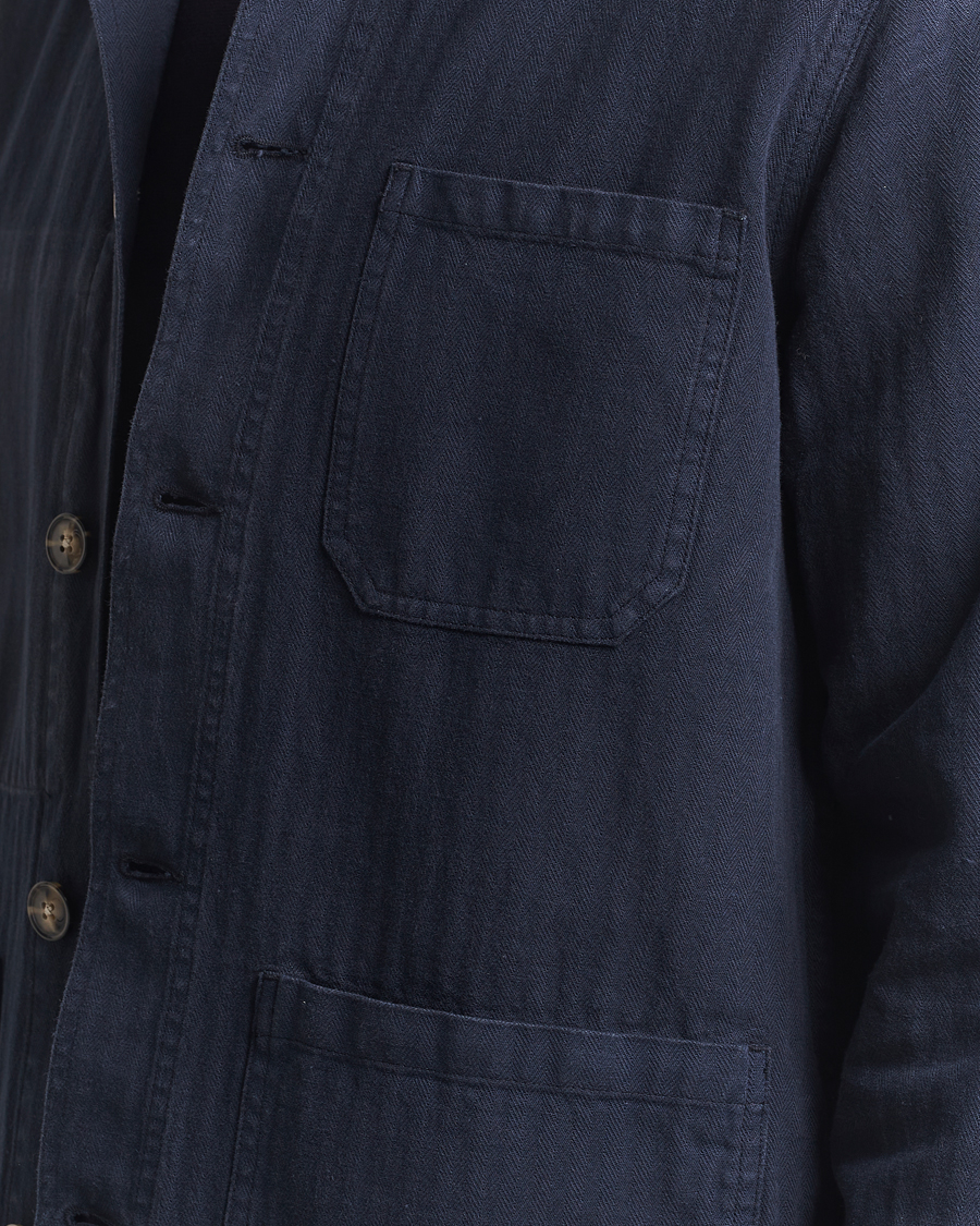 Mies | Kauluspaidat | A Day's March | Herringbone Overshirt Navy