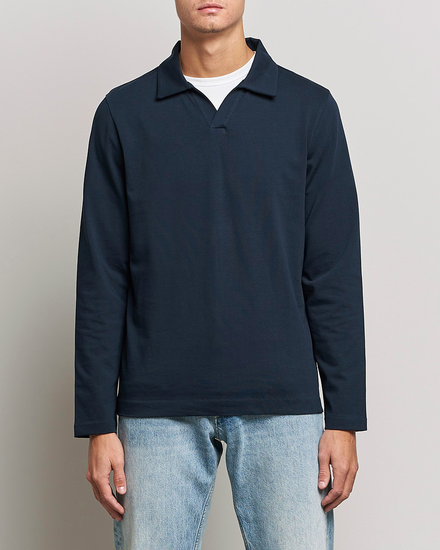 Mies |  | A Day's March | Branford Long Sleeve Jersey Polo Navy