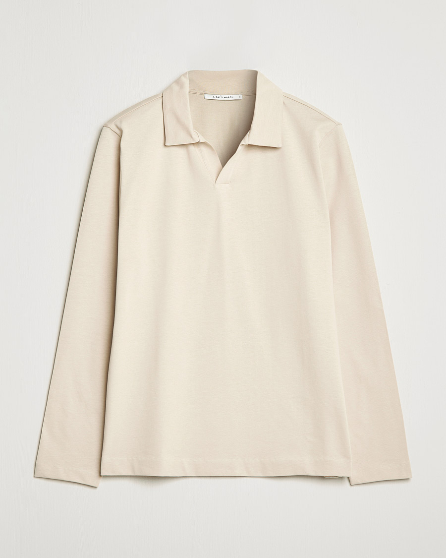 Mies | Puserot | A Day's March | Branford Long Sleeve Jersey Polo Sand