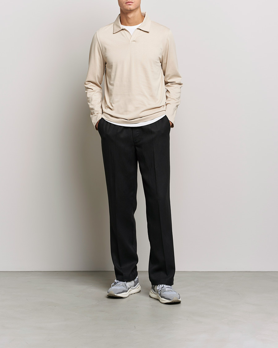 Mies | Business & Beyond | A Day's March | Branford Long Sleeve Jersey Polo Sand