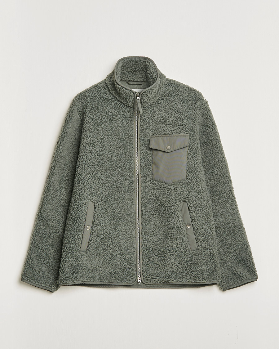 Mies | Puserot | A Day's March | Tone Pile Fleece Jacket Dusty Green