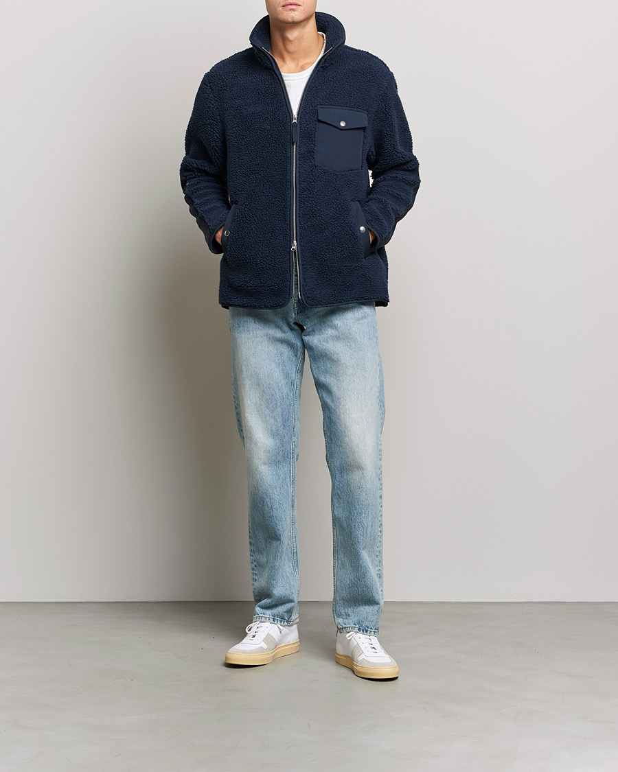Mies | Puserot | A Day's March | Tone Pile Fleece Jacket Navy