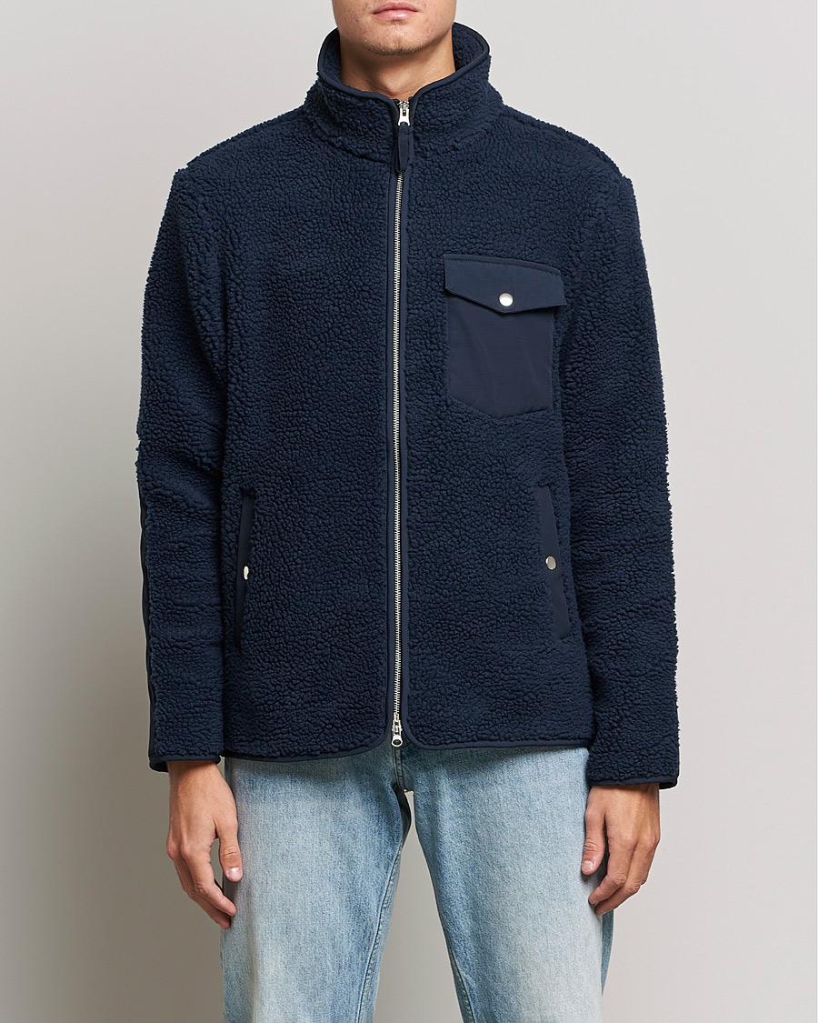Mies | Puserot | A Day's March | Tone Pile Fleece Jacket Navy
