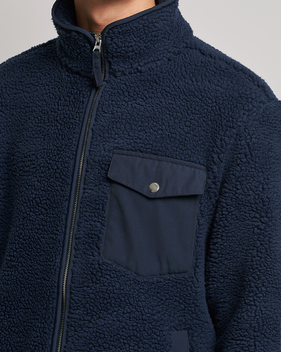 Mies | Puserot | A Day's March | Tone Pile Fleece Jacket Navy