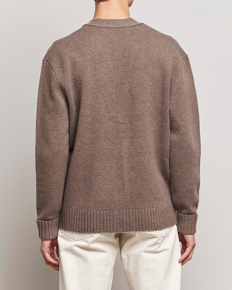 Mies | Puserot | A Day's March | Snag Lambswool Cardigan Taupe Melange