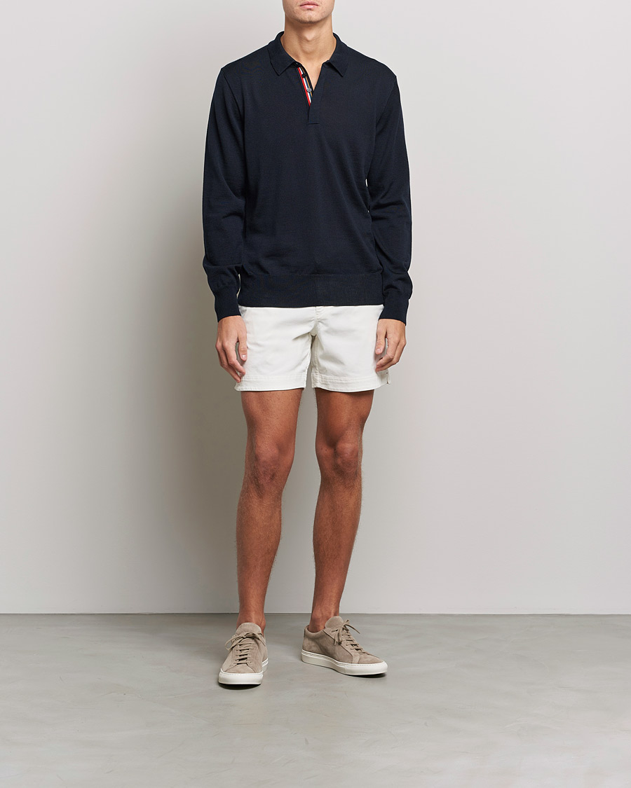 Mies | Puserot | Orlebar Brown | Ebro OB Stripe Merino Poloshirt Night Iris