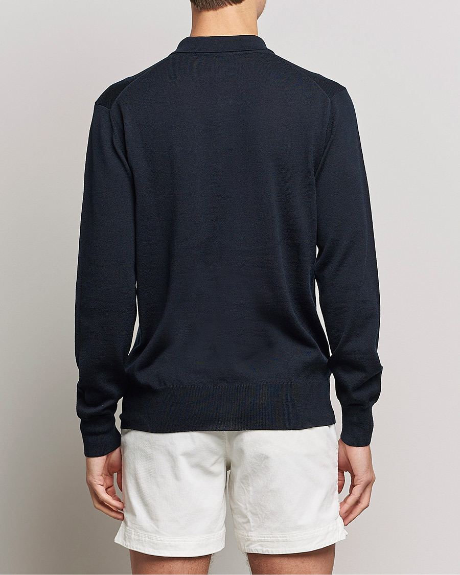 Mies | Puserot | Orlebar Brown | Ebro OB Stripe Merino Poloshirt Night Iris