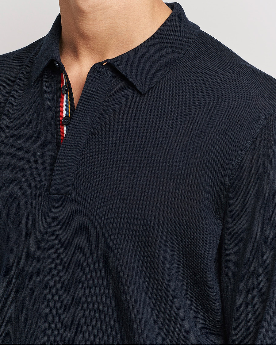 Mies | Puserot | Orlebar Brown | Ebro OB Stripe Merino Poloshirt Night Iris