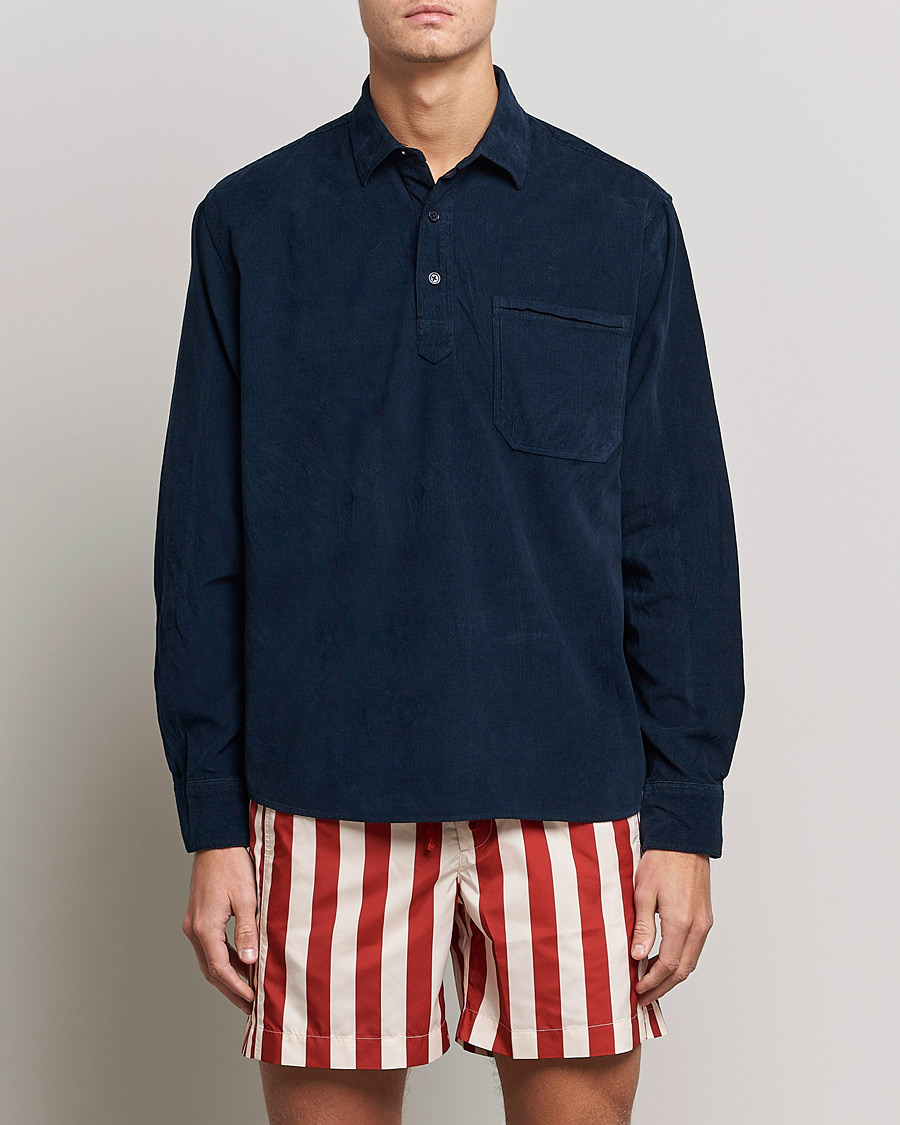 Mies | Kauluspaidat | Orlebar Brown | Shanklin Cord Popover Shirt Midnight Navy