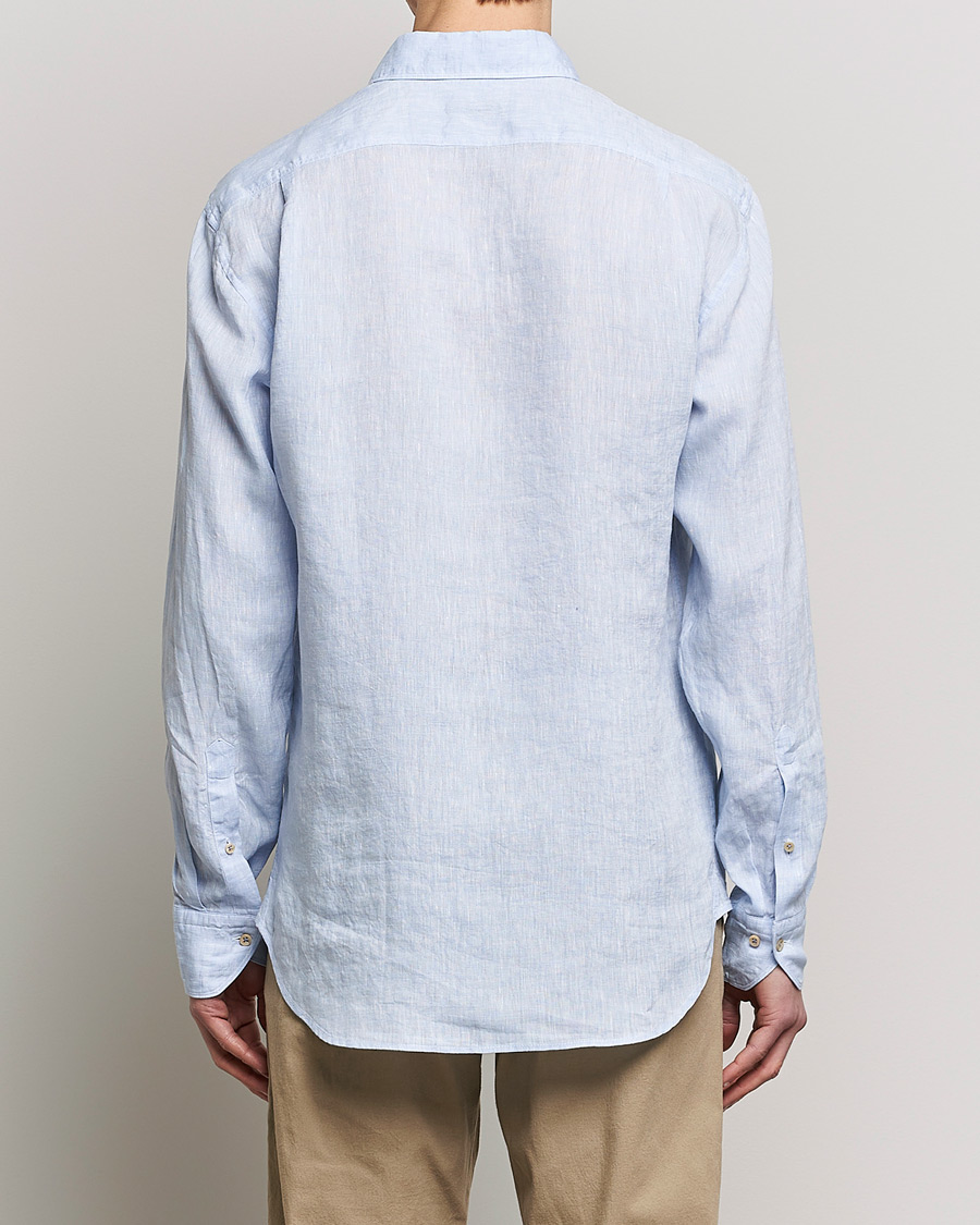 Mies | Kauluspaidat | Stenströms | Fitted Body Cut Away Linen Shirt Light Blue