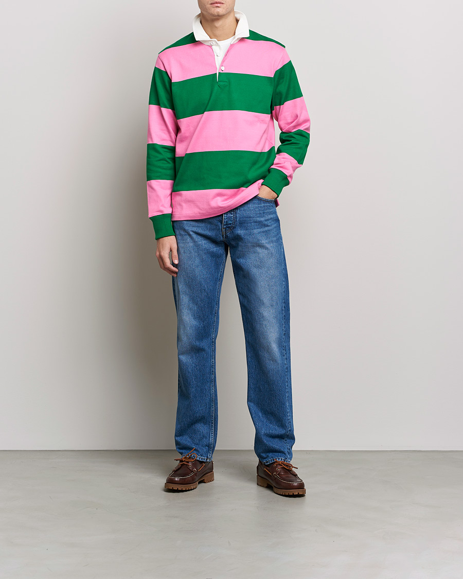 Mies | Vain Care of Carlilta | Rowing Blazers | Block Stripe Rugby Pink/Green