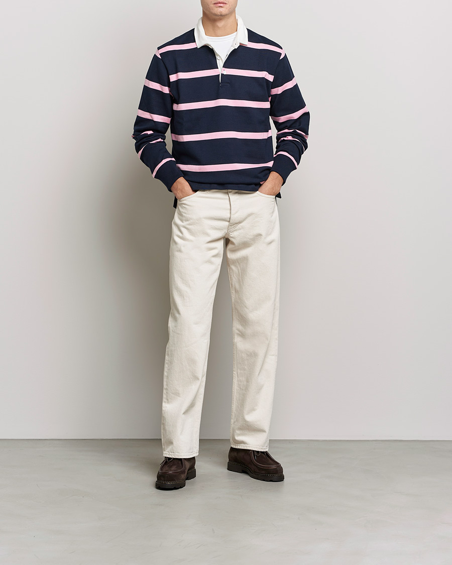 Mies | Puserot | Rowing Blazers | Hockney Stripe Rugby Navy/Pink