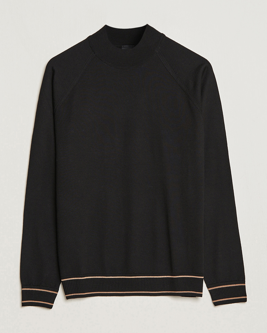 Mies | Puserot | BOSS BLACK | Favino Knitted Mock Neck Sweater Black