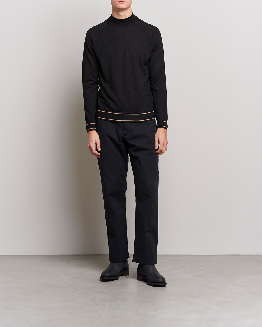 Mies | Neuleet | BOSS | Favino Knitted Mock Neck Sweater Black