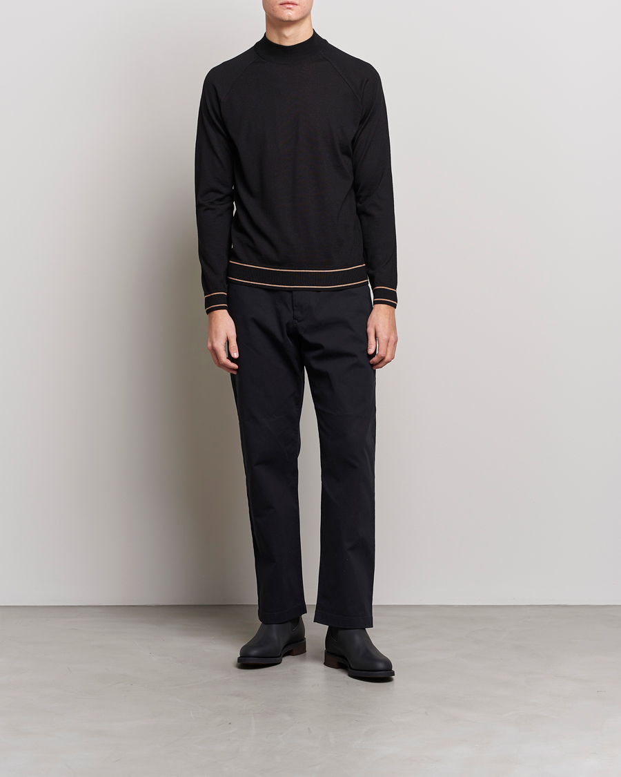 Mies | Puserot | BOSS BLACK | Favino Knitted Mock Neck Sweater Black