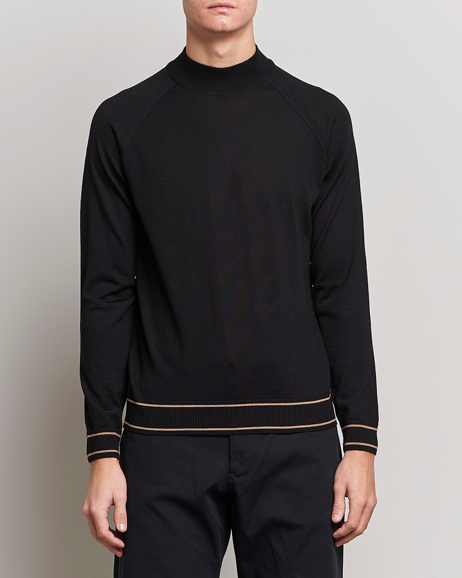 Mies | Puserot | BOSS BLACK | Favino Knitted Mock Neck Sweater Black