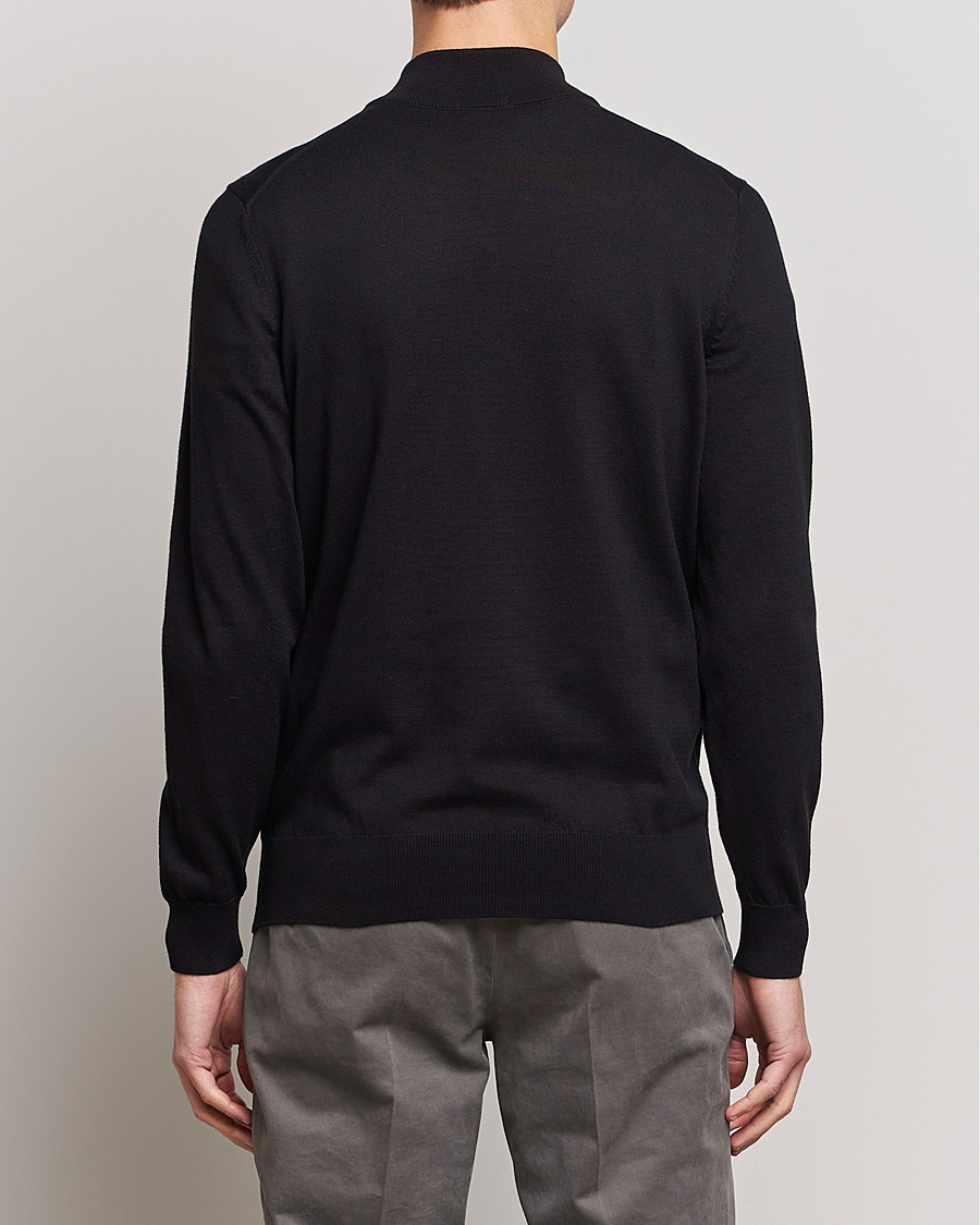 Mies | Puserot | BOSS BLACK | Padro Merino Knitted Half Zip Black