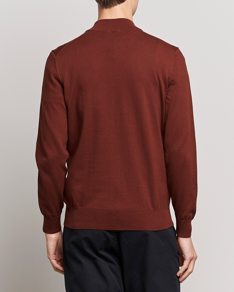 Mies | Puserot | BOSS BLACK | Padro Merino Knitted Half Zip Medium Brown
